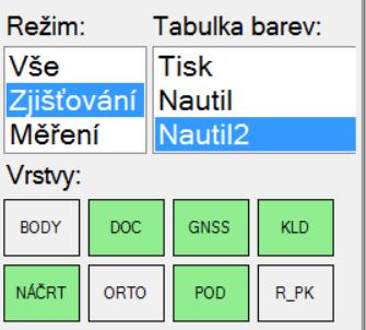 Citlivost kliku (pixel) - nastavení citlivosti identifikace kliku na displeji Číslo ZPMZ - zadávací okno pro číslo ZPMZ, které slouží pro kreslící funkci umístění podrobného bodu Poznámka: Funkce