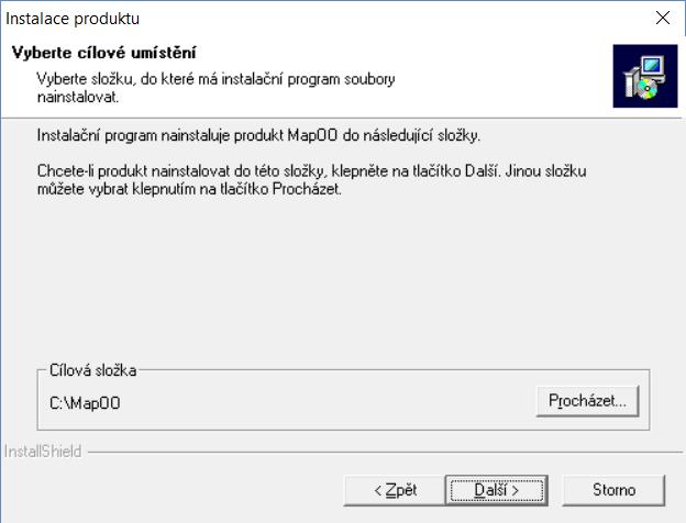 4. V dialogovém okně průvodce instalací zadejte absolutní cestu umístění aplikace;