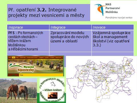 Vytvoření turistické destinace širšího regionu Aktivity v rámci opatření tohoto cíle jsou zaměřeny na vzájemnou spolupráci obcí, setkávání, výměnu zkušeností, společné využívání některých služeb