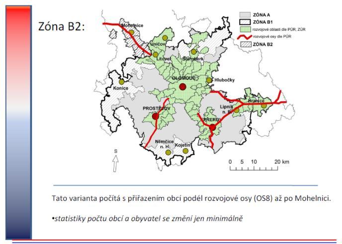 celá její část v Olomouckém kraji, spadá do této aglomerace, ve variantě C všechny obce.