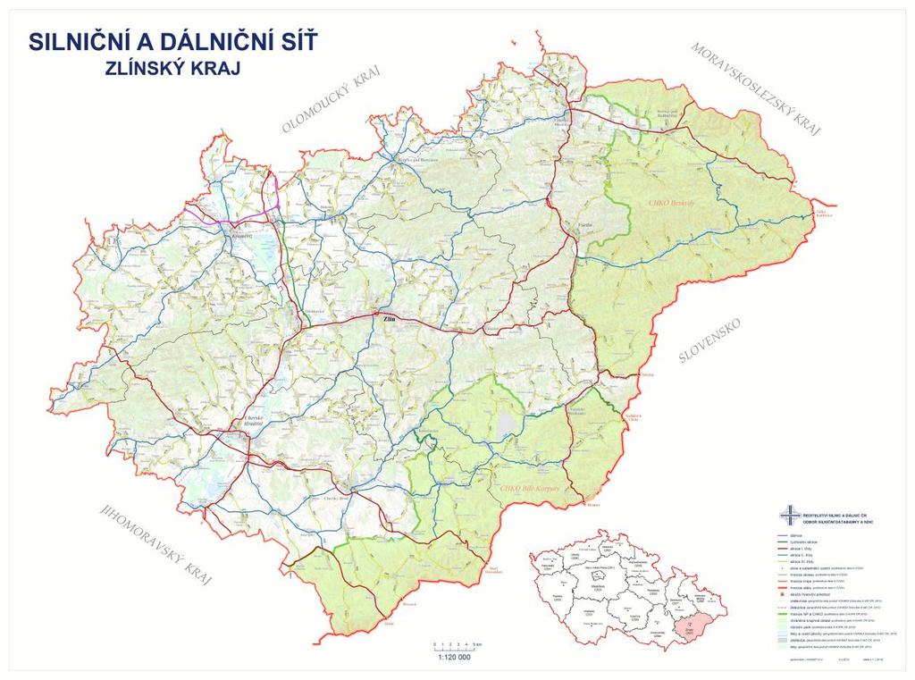 B) Olomoucký kraj Silniční síť Olomouckého kraje je tvořena 126 km dálnic a rychlostních silnic a 347 km silnic I. třídy.