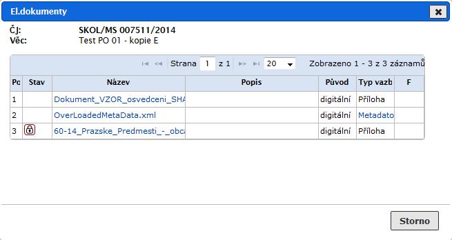 Jak pracovat v aplikaci Po kliknutí na název příslušného el. dokumentu (obr. 33) se připojený el.