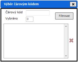 Tato funkce je celoplošná s výjimkou složek pro Výpravnu, kde je nahrazena nabídkou v menu. 5.2.7.1. Načtení objektů Vyberte příkaz tlačítka [Uživatelská definice/výběr a filtrace čárovým kódem].