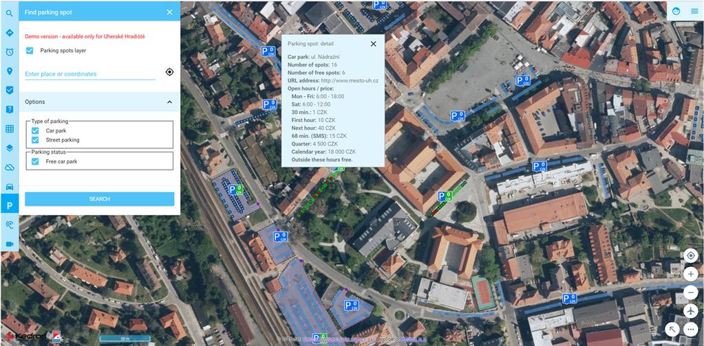 Obr. 2. Publikace dat prostřednictvím CEDA Web Services. obsazenost individuálně monitorovaných parkovacích míst).