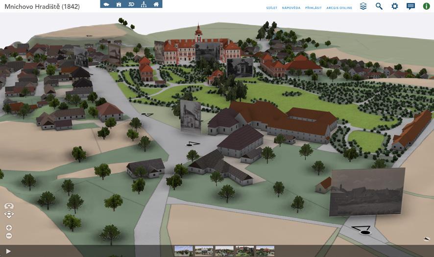 né fotografie. Vektorová data jsou doplněna řadou atributových informací. Pro vybrané objekty jsou vytvořeny 3D aplikace, ve kterých dominuje model hlavního objektu.