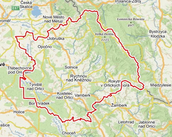 Obr. 2 Vymezení region Rychnovsko Zdroj: https://mapy.