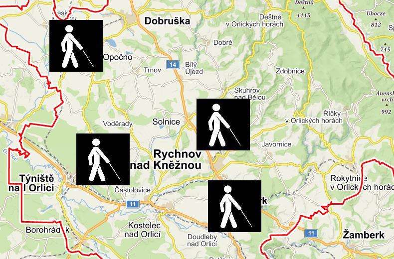 5.2 Osoby zrakově postižené Zrakově postižené osoby jsou zatím bohužel odkázány na druhou osobu, která je při prohlídkách objektů musí navigovat a doprovázet.
