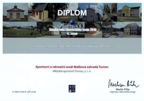 Diplom Stavba roku Libereckého kraje 2016 Diplom