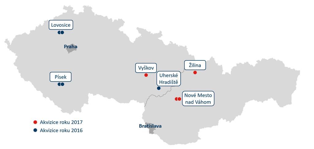 3) Nemovitostní portfolio Čtyři akvizice v průběhu roku doplnily původní pětici areálů ve třech krajích České republiky.