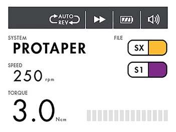 Pokyny krok za krokem 6.3 LCD panel 6 7 8 9 1 2 3 4 5 Obr. 2 LCD panel 1 SYSTEM 2 FILE 3 SPEED 4 TORQUE 5 TORQUE BAR Zobrazuje zvolený systém pilníků (viz kapitola 6.6.1 Knihovna pilníků).