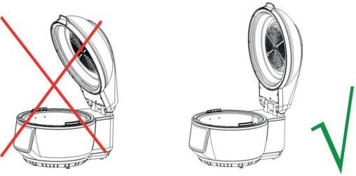 Jak zařízení používat Upozornění: Nebezpečí popálení Nedotýkejte se povrchu rukojeti, když je zařízení v procesu vaření. Je horká! Můžete vybrat nádobu na vaření pomocí kleští.