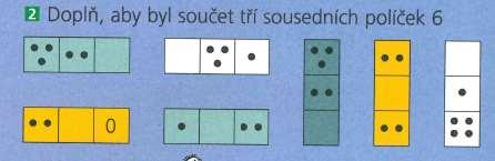 Žák má za úkol spojit jedno červené, jedno modré a jedno zelené číslo tak, aby jejich součet byl 8.