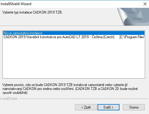 Instalace CADKONu Stavební konstrukce a CADKONu TZB na jeden počítač Pokud chcete nainstalovat a používat na jednom počítači CADKON 2019 Stavební konstrukce a CADKON 2019 TZB (spouštět je společně