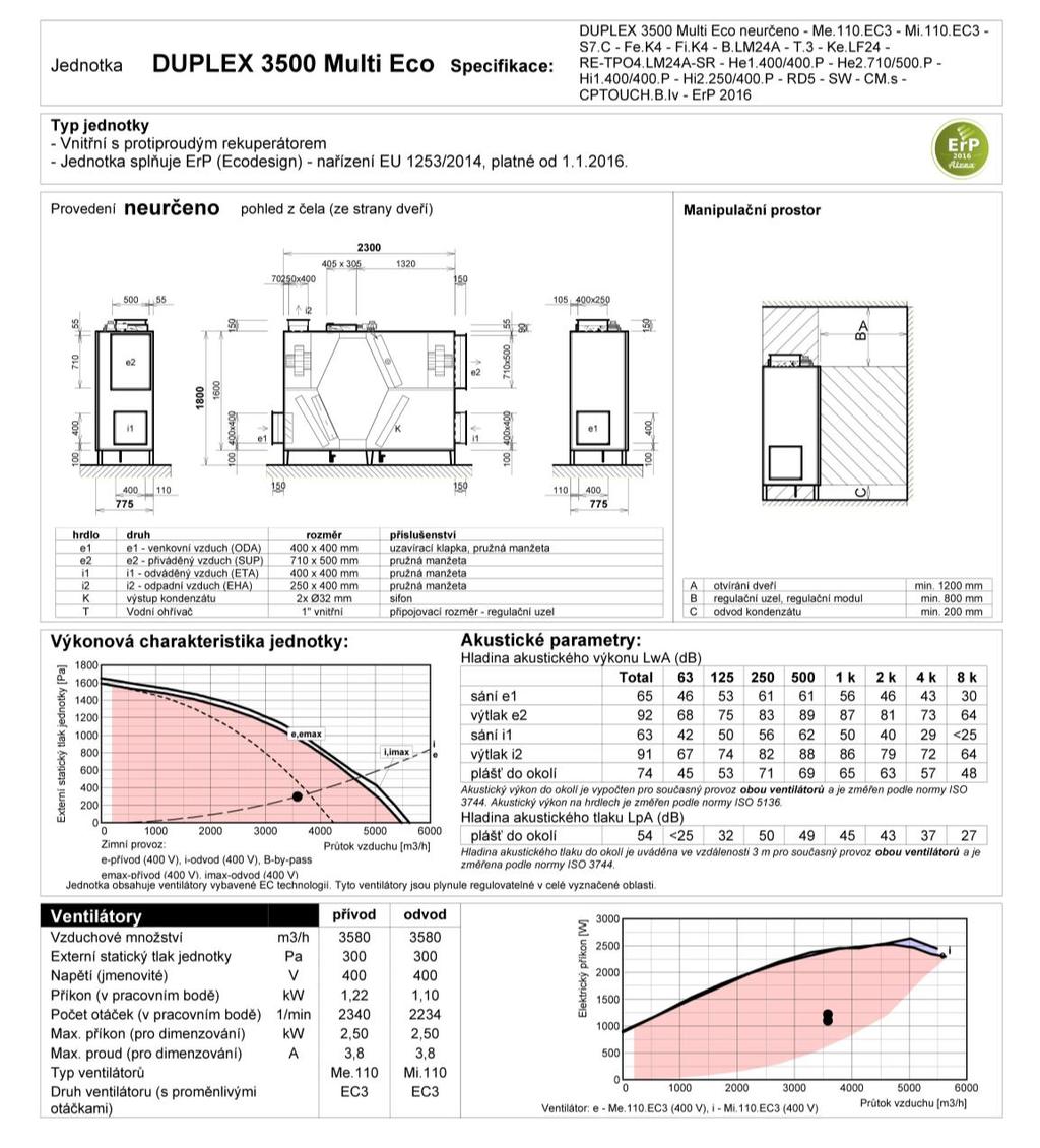 2.7. NÁVRH VZT JEDNOTEK Vzduchotechnická jednotka č. 1 byla navržena v programu od firmy Atrea. Druhé zařízení bylo navrženo v programu od firmy Systemair. Obě jednotky jsou ve vnitřním provedení. 2.