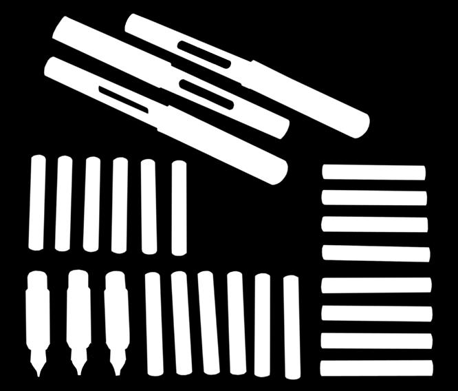 kaligrafické pero se třemi různými vyměnitelnými hroty pro maximum zábavy sada obsahuje: 1 kaligrafické pero, 3 hroty
