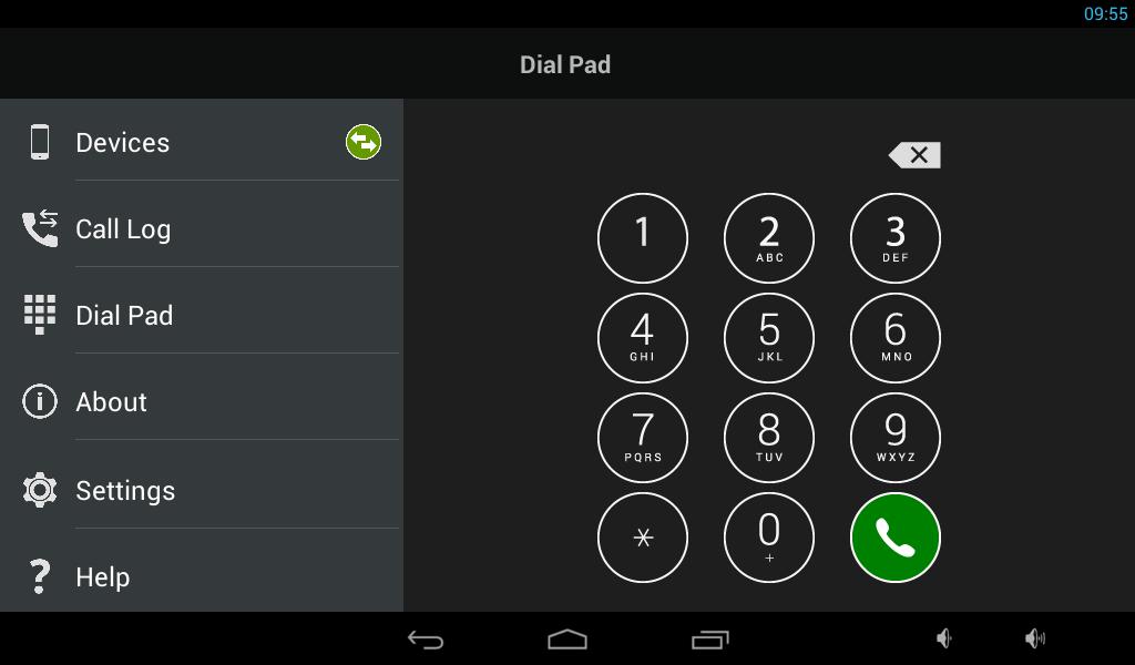 Po registraci aplikace 2N Helios IP Mobile k SIP proxy serveru dojde k aktivaci funkce Dial Pad.