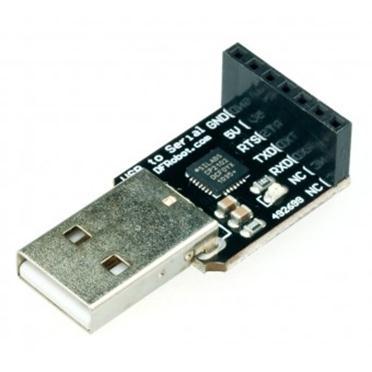 Převodník má na jedné straně USB, na straně druhé signály TxD, RxD a RTS.