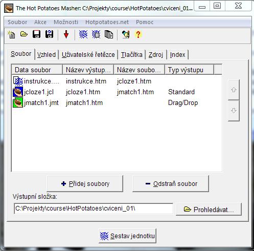 Jak je popsáno výše, vytvoříme adresář, nahrajeme do něj zdrojové soubory. Spustíme modul The Masher.