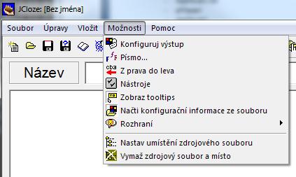 Obecné informace Nastavení modulů Pomocí nástrojů v rozbalovacím menu Možnosti můžeme nastavit vlastní vzhled cvičení pro každý modul.