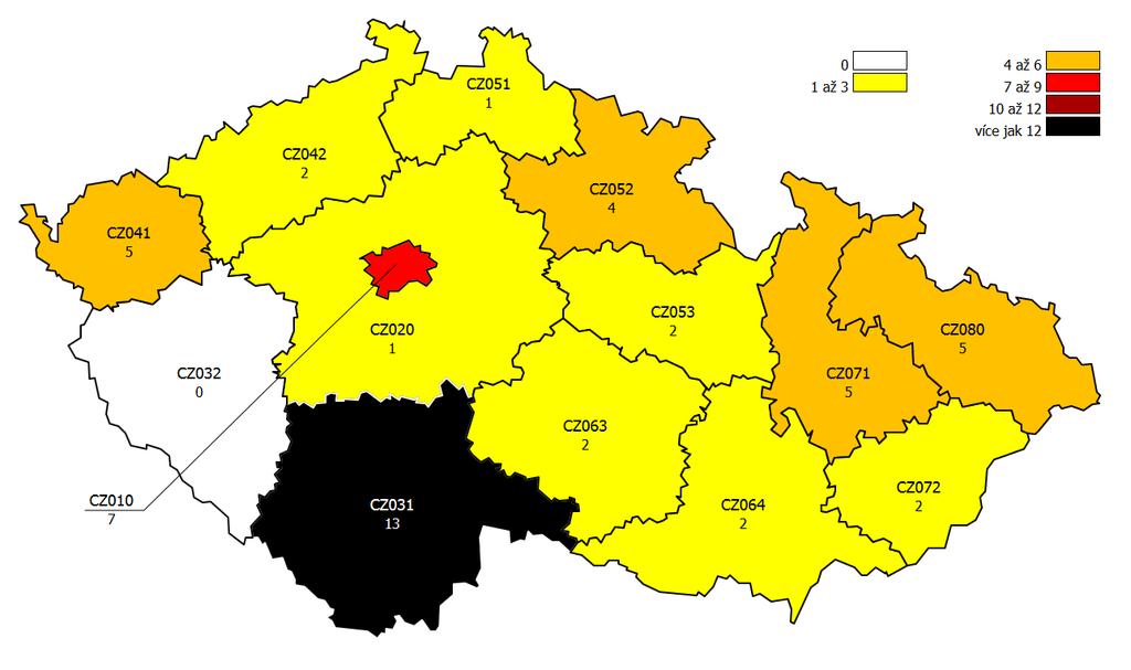 Středočeský kraj CZ031 - Jihočeský kraj CZ032 - Plzeňský kraj CZ041 - Karlovarský kraj CZ042 - Ústecký kraj CZ051 - Liberecký kraj CZ052 - Královéhradecký