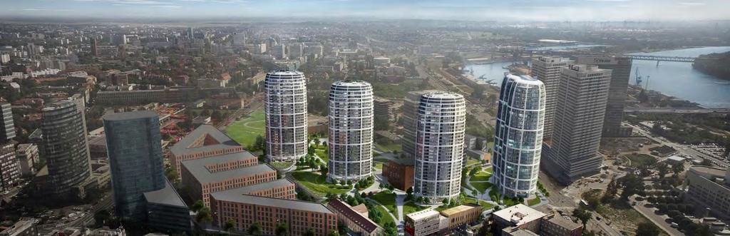 SKY PARK & JURKOVIČOVA TEPLÁREŇ Součástí první fáze je výstavba tří třicetipodlažních rezidenčních věží, které nabídnou více než 700 bytů, 1 100 nových parkovacích míst v podzemí projektu a 2 000 m2