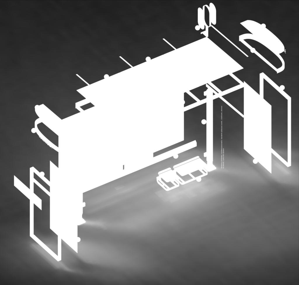 Základ konstrukce tvoří 2 sloupky (ocelové trubky) /modul 1 a 2/ s navařenou přípravou pro šroubové spoje umožňující spojení s dalšími moduly a patkami pro ukotvení do betonového základu.