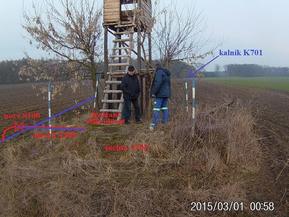 Šachta A703 1. kompletní demontáž vystrojení šachty (3 vzdušníky, 2 šoupata, OC150), zapravení 2 prostupů potrubí maltou 2.