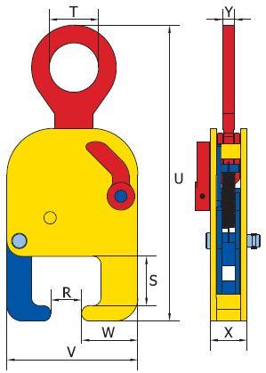R (mm) Svěrka TRC je určena pro vertikální zvedání a přepravu železničních kolejnic.