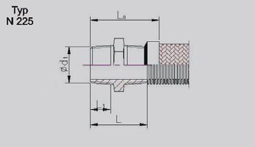 Litinové koncovky Malleable cast iron couplings Vsuvka s vnějším závitem dle ČSN ISO 7-1 Šroubové spojení s konicky těsnící plochou s vnějším závitem dle ČSN ISO 7-1 Nipple with male thread acc.
