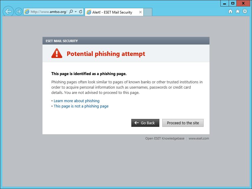 6.4.5 Anti-Phishingová ochrana Termín phishing definuje kriminální činnost, která využívá sociální inženýrství (manipulace uživatelů za účelem získání citlivých dat).