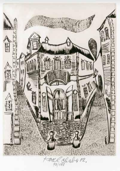 Vyvolávací cena: 4 000,- Kč Rozměr: 246 x 332 mm KAREL CHABA Narodil se v Sedlci-Prčicích v roce 1925, autodidakt, výtvarný samotář.