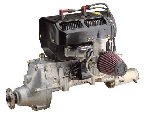 ROTAX 447 UL 1V dvouválcový, dvoutaktní, vzduchem chlazený motor, rozvod pístem, elektronické bezkontaktní jednookruhové zapalování,s laděným výfukem,karburátor,ruční startér.