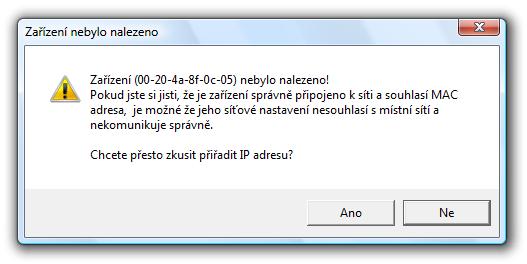 zařízení nalezeno již dříve (v bodu 5), zobrazí se následující dotaz: obr.