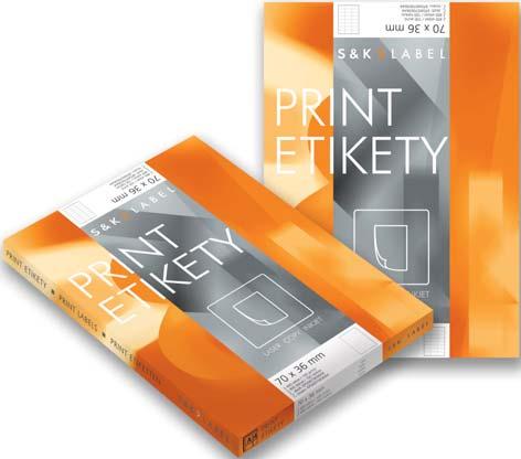 print etikety 01 Print etikety A4 pro laserový a inkoustový tisk samolepicí etikety na arších, vyrobeny násekem horní samolepicí vrstvy se silně lepivým akrylátovým lepidlem na vodní bázi, pro