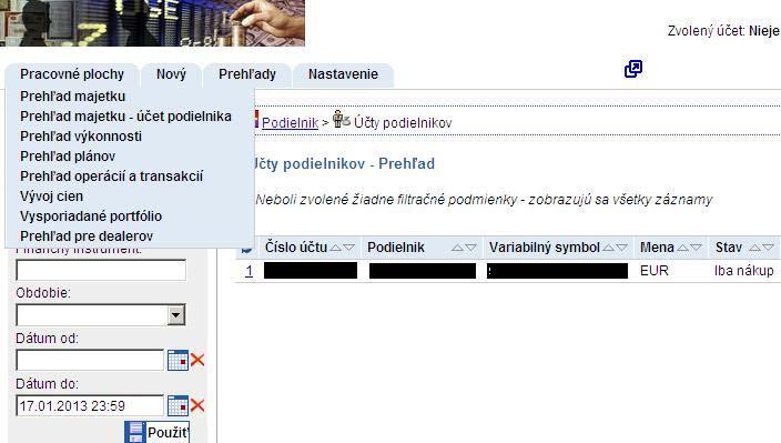 PREHĽAD PRE DEALEROV Zoznam klientov Klientské