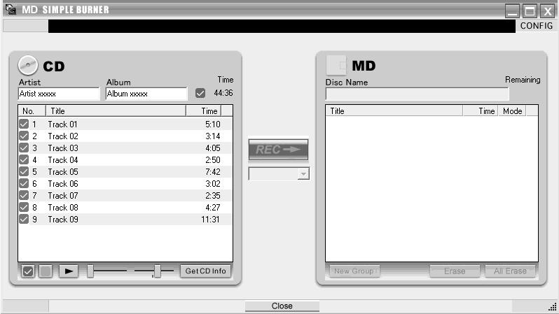 Používání nápovědy MD Simple Burner Před použitím softwaru MD Simple Burner MD Simple Burner umožňuje nahrávat hudební skladby z disku CD audio v jednotce CD-ROM v počítači na přenosný přehrávač MD