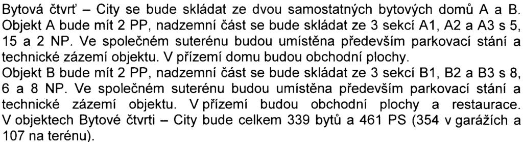 2 V objektech Britské ètvrti bude situováno celkem 298 bytù a 318 parkovacích stání (294 v podzemních hromadných garážích, 24 na terénu).