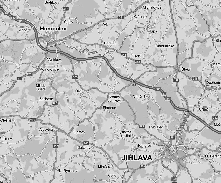0.1 vymezení řešeného území??????? území Městys Větrný Jeníkov spadá do správního území obce s rozšířenou působností Jihlava.