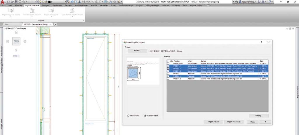 Tento plugin se používá, pokud jsou již např. v architektonickém schématu Revit k dispozici prvky oken/fasád formou dummies (pravoúhlé profily).