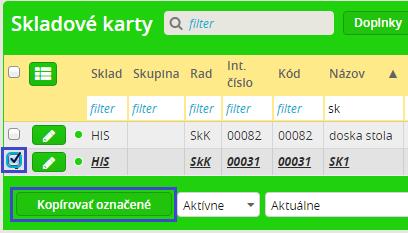 skupiny dátumové údaje skladu