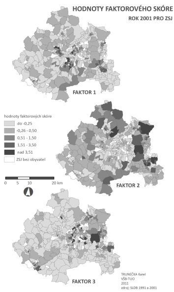 Jednotlivé faktory popisují více shlukující se proměnné, které spolu korelují.