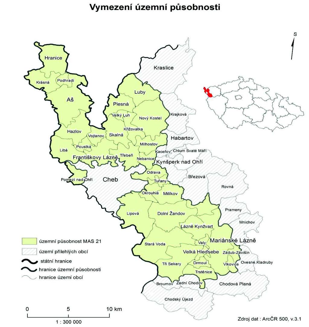 Výroční zpráva 2017 MAS 21, o. p. s. d) Území působnosti Území působnosti MAS 21 tvořilo k 31. 12.