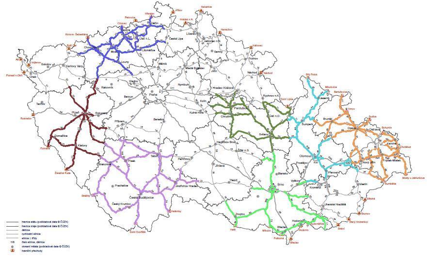 Dálnice II. třídy a silnice I. třídy V 7 krajích jsou ministerstvem dopravy uzavřeny smlouvy na zajištění údržby vybraných úseků I. třídy základě 9 (2) zákona 13/1997 Sb. v platném znění.