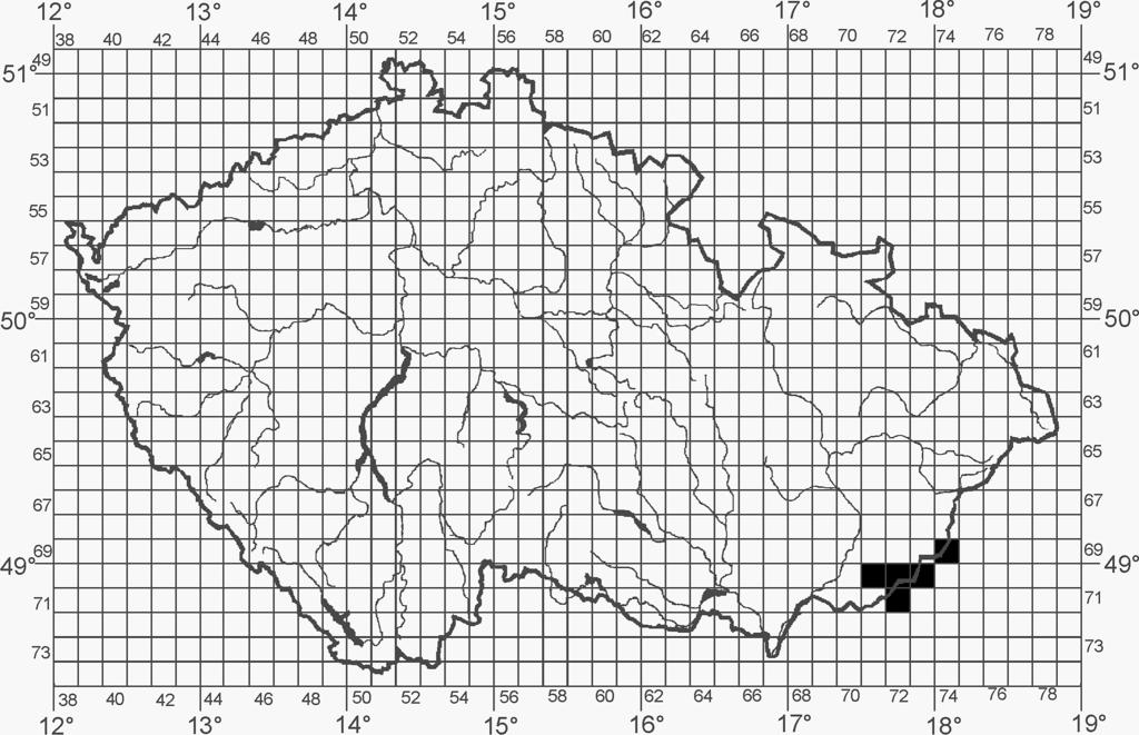 A c t a C a r p a t h i c a O c c i d e n t a l i s 4 K o n v i č k a O. 87 Obr. 1: Rozšíření druhu Rhagonycha carpathica v České republice. Fig.