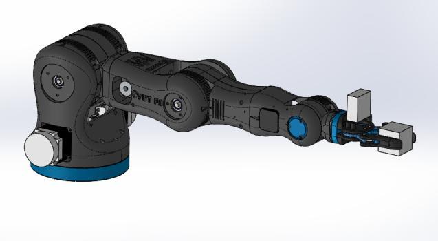 který byl získán z CAD modelu robotu po přidělení hmotností jednotlivým modelům sestavy.