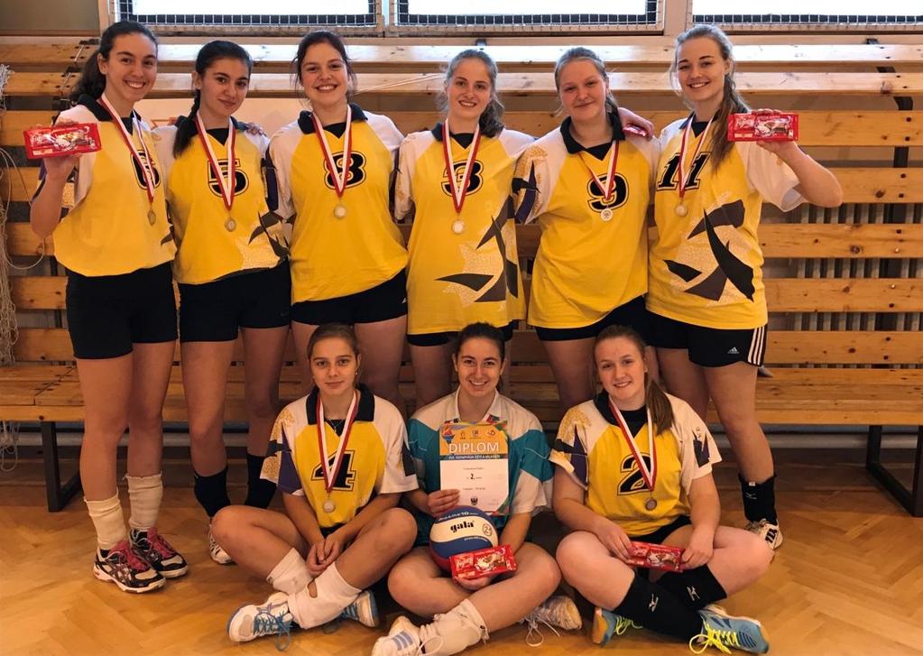 Obr. 4 Krajské kolo ve volejbalu dívek SŠ družstvo Gymnázia Polička 15. 12. 2017 Školská futsalová liga 7 1. kolo. V domácím prostředí získali naši chlapci 2., nepostupové místo. 19. 12. 2017 Školská futsalová liga 9 2.