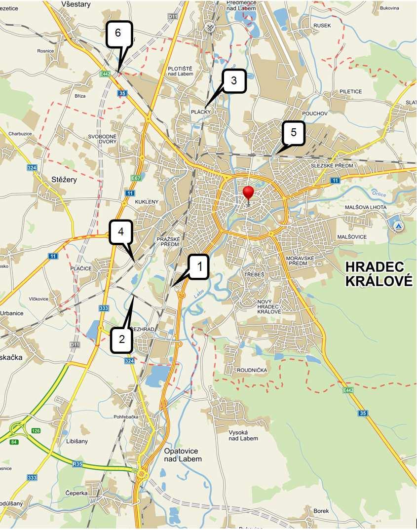 6 3 5 4 1 2 2 Obr.1 přehled posuzovaných tratí a řešených ucelených úseků Úsek č.