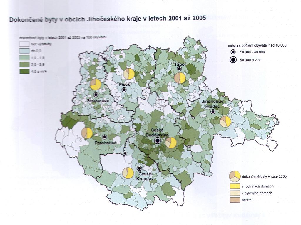 Obrázek 2 Dokončené byty v obcích Jihočeského kraje v