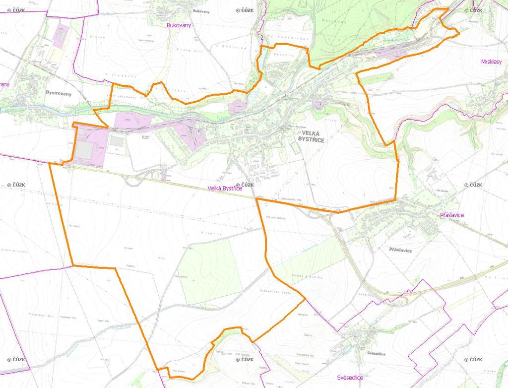 A. NÁZEV OBCE Název části obce (ZSJ): Velká Bystřice Mapa A: Území obce Přehledová