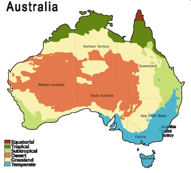 Klimatické zóny Austrálie Úkol: Na mapě